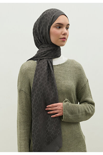 Freshscarfs Monogram Cotton Floch Jacquard Shawl Dark Gray