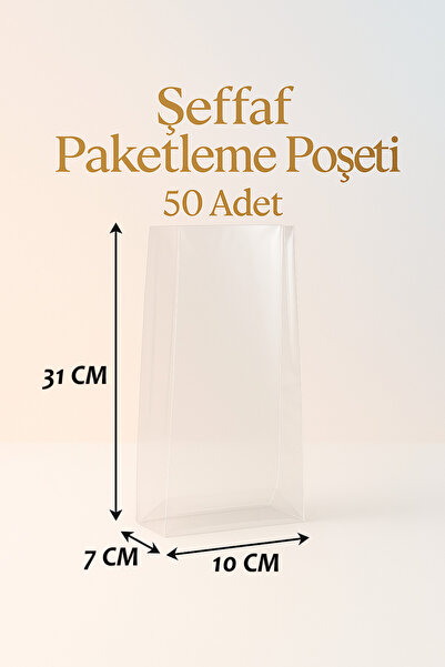 FATİHSAN 10x7x31 Dip Körüklü OPP Poşet Şeffaf Paketleme Poşeti (50 Adet)