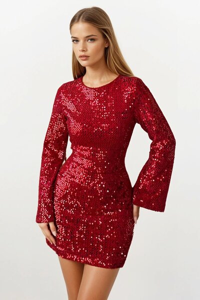 VAGGON Μίνι φόρεμα με φερμουάρ και παγιέτες