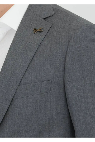 Ramsey Gray Plain Regular Fit 100% Wool Suit
