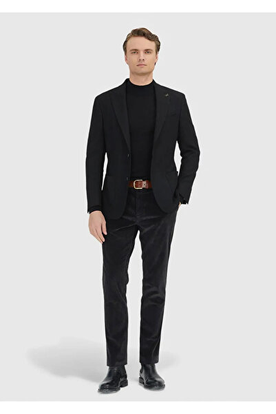 Ramsey Black Shirt Shoulder Slim Fit Wool Blend Jacket