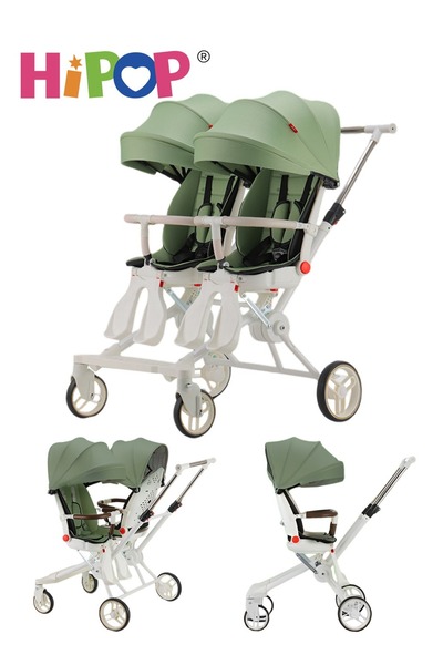 HIPOP عربة أطفال مزدوجة للأطفال والرضع، مقعد دوار، تصميم قوي وسهل الطي، عربة ...