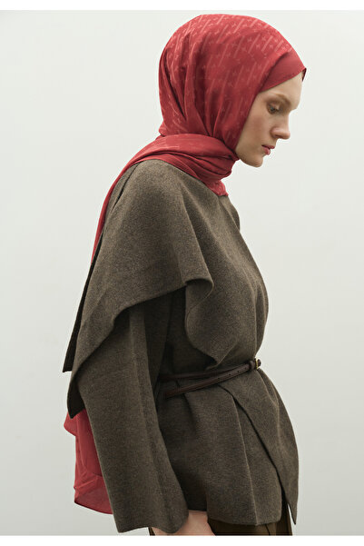 Freshscarfs Monogram Cotton Flosh Jacquard Shawl Soft Red