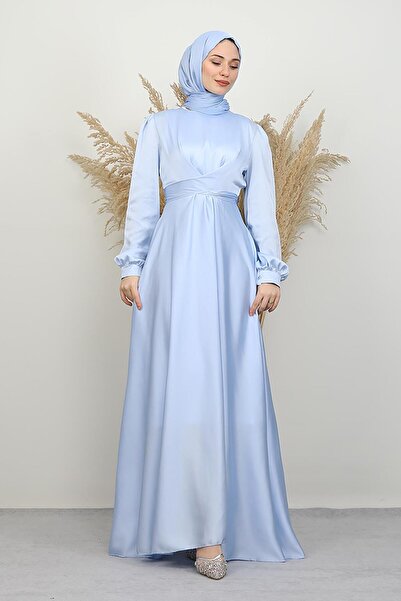 GİYZAMİLA Βραδινό φόρεμα με χιαστί κορδόνια Baby Blue