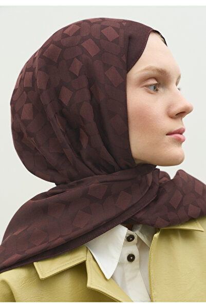 Fresh Oslo Cotton Flower Jacquard Shawl Red Brown