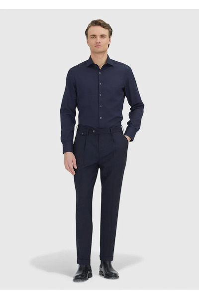 Ramsey Πουκάμισο από κλασικό βαμβακερό ύφασμα με κανονική εφαρμογή σε μπλε μπλέ