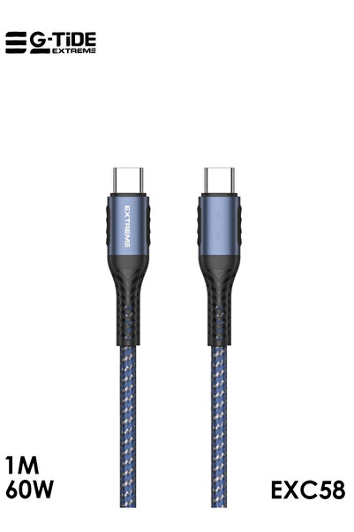 G-TiDE كابل EXC58 USB-C إلى USB-C بطول 1 متر وقوة 60 وات وشحن سريع ونقل بيانا...