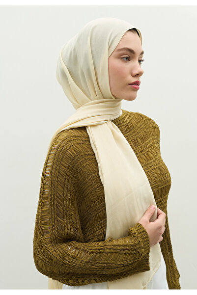 Freshscarfs Nara Cotton Floş Jacquard Shawl Butter