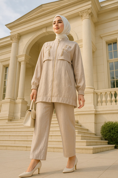 ŞIK VE MUTLU Silk Gilding Premium Zippered Double Suit