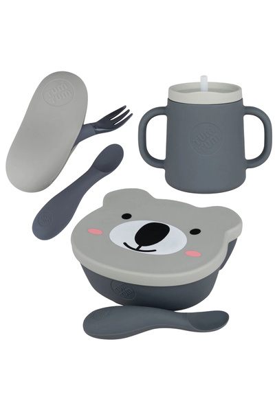 TUM TUM كوب تدريب من السيليكون / وعاء طعام مفرغ / طقم ملعقة وشوكة للطعام مع ع...