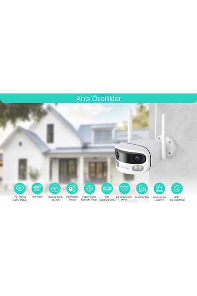 +360 Botslab Smart W302 Outdoor Kamera SET 3K / Çift Yönlü Ses / 170°/ Akıllı İnsan Takibi