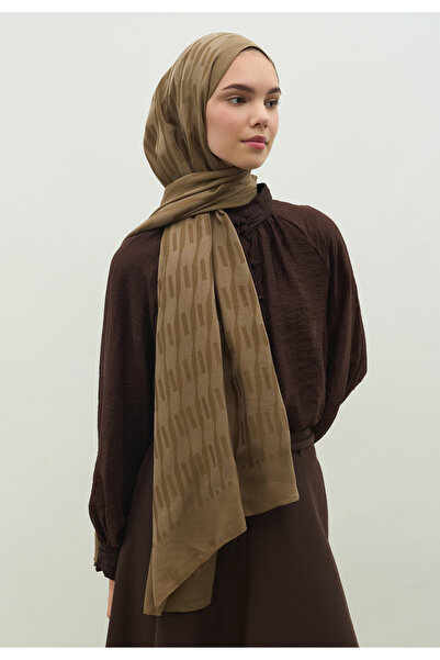 Freshscarfs Nara Cotton Floş Jacquard Shawl Toprak