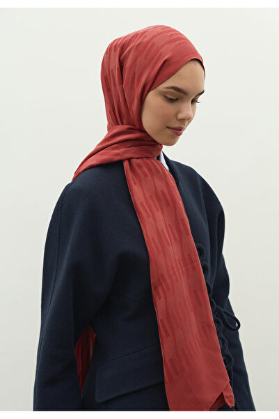 Freshscarfs Nara Cotton Flower Jacquard Shawl Soft Red