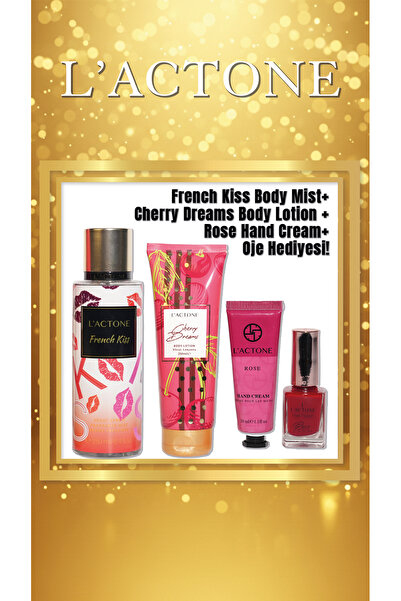 L'ACTONE L’ACTONE Yılbaşına Özel 3’lü Seti – Frenchkiss & Cherry Dreams & Rose + Oje Hediye