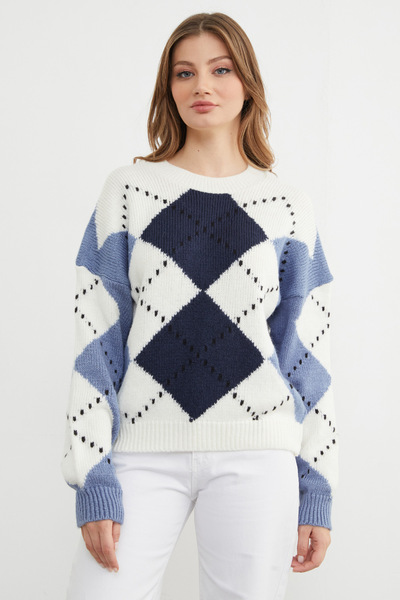 Fulla Moda Светр з баклава-візерунком і велосипедним коміром