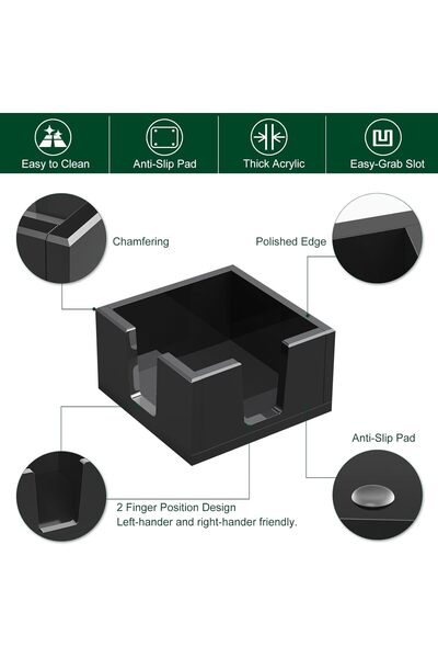Slasa Acrylic Sticky Note Holder (3×3 in) Self-Stick Note Pad Desk Organizer, Black
