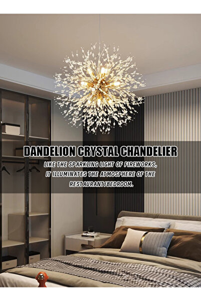 Generic Dandelion fireworks chandelier, crystal restaurant lamp, modern and simple bedroom bar lamp