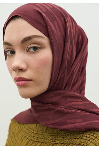 Freshscarfs Nara Cotton Flower Jacquard Shawl Plum Rot