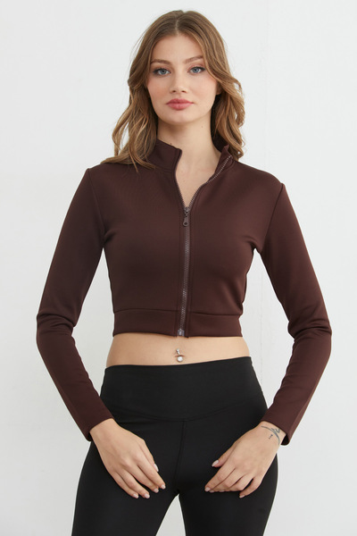 Fulla Moda Mock Neck Zippered Diving Fabric Sports Jacket