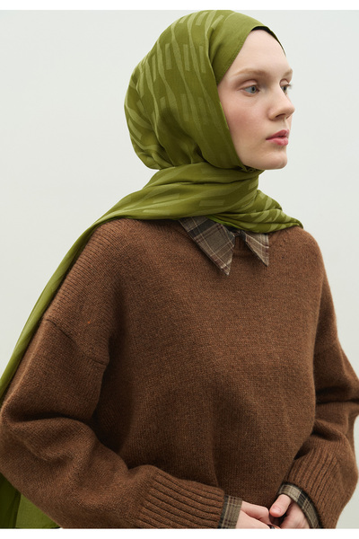 Freshscarfs Nara Cotton Flower Jacquard Shawl Forest