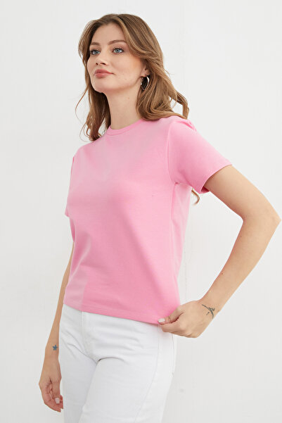 Fulla Moda Basic T-shirt με Γιακά Crew