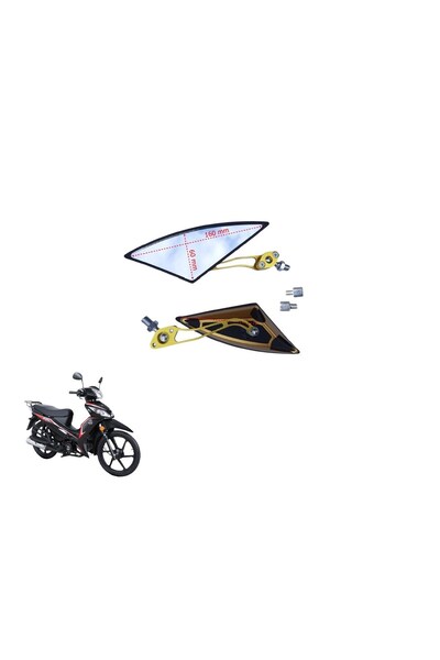 KOÇAK MOTOR Kuba Ege 50 Cub - Sport Motosiklet Ayna Takımı Üçgen Gold