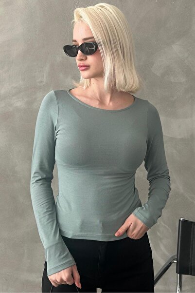 Madmext Γυναικείο κορμάκι τιρκουάζ με λαιμόκοψη βάσης MG1997