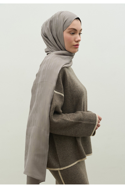 Freshscarfs Nara Cotton Flower Jacquard Shawl Silver