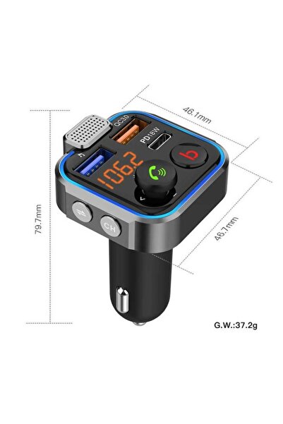 SELLIUM Bluetooth FM Car Modulator 18W, Fast Charging, Battery Voltage Display, LED Lights, Call But