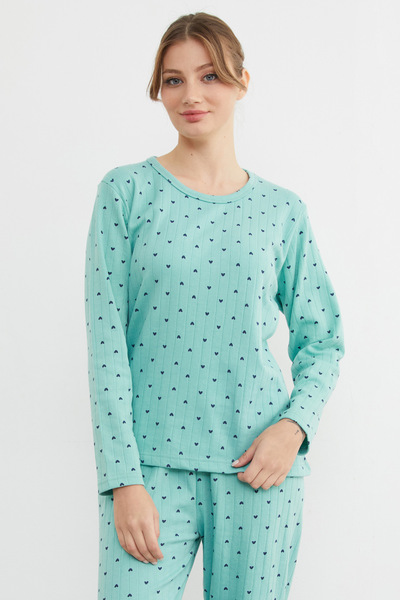 Fulla Moda Plus Size Heart Patterned Pajama Set