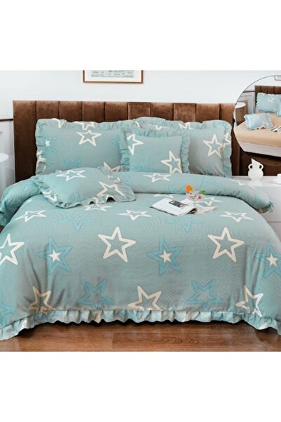 Casa de Vis Double bed linen set, satin cotton, 180 x 200 cm, 6 pieces, fitted, multicolor,