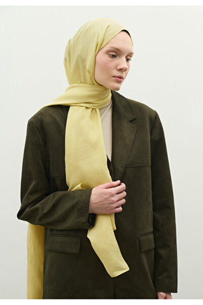 Freshscarfs Nara Cotton Floş Jacquard Shawl Soft Yellow