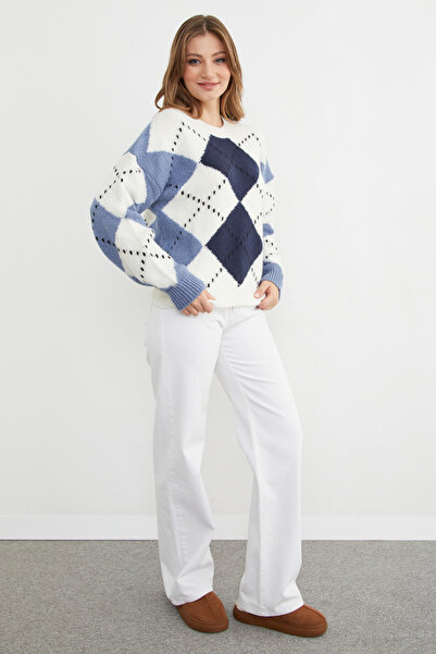Fulla Moda Светр з баклава-візерунком і велосипедним коміром