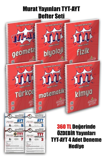 Murat Yayınları TYT Sayısal Tüm Dersler 6'lı Öğrencim Defteri / Matematik -Fi...