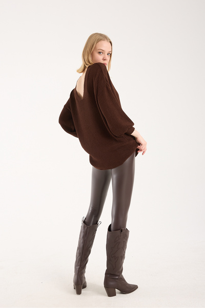 sumoda Yumoş Rope Oversized Women's Sweater Wide Collar