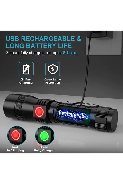 Arabest Rechargeable UV Flashlight 3-in-1 LED Torch 1800 Lumens, 7 Modes, Waterproof