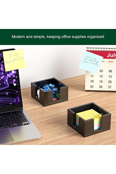 Slasa Acrylic Sticky Note Holder (3×3 in) Self-Stick Note Pad Desk Organizer, Black