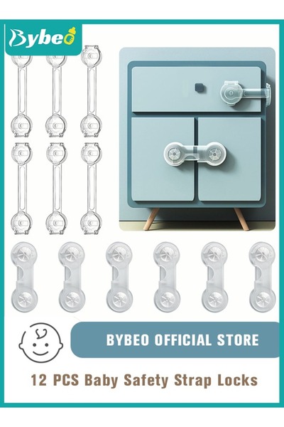 BYBEO أقفال أمان للأطفال (١٢ قطعة) للخزائن والأدراج والحمامات والثلاجات وغيره...