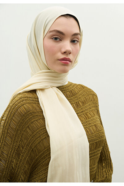 Freshscarfs Nara Cotton Floş Jacquard Shawl Butter