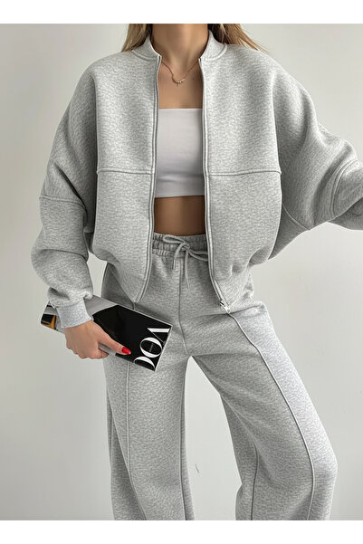 YAKAMEL Women's 3-Ply Bomber Jacket High Waist Tracksuit Set