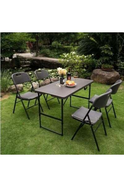 AL ELMAM ALSHAMEL TRADING COMPANY Gray fiber dining table set, 5-piece (table + 4 chairs)
