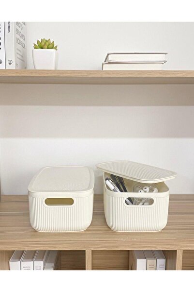 Okyanus Home Linea Smart Box White 2.4 Lt Multi-Purpose Storage Box with 2 Lids