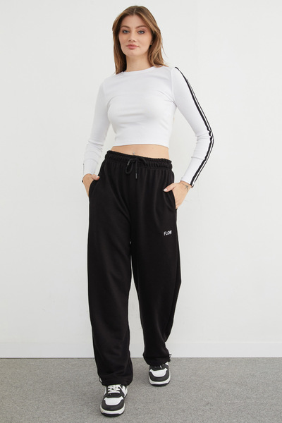 Fulla Moda Baskılı Stoperli Oversize Modal Eşofman Altı