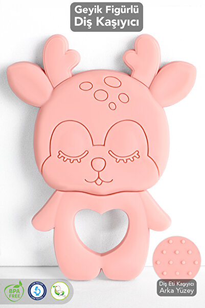 Meleni Baby Geyik Silikon Diş Kaşıyıcı - Sevimli Hayvan Figürlü Bebek Diş Kaş...