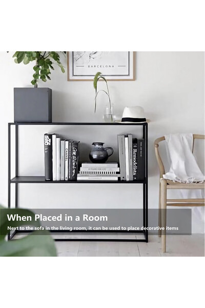 Zztcmp Console Table,2 Tier Entryway Table,120 * 25 * 80 CM Sofa Table（Black）