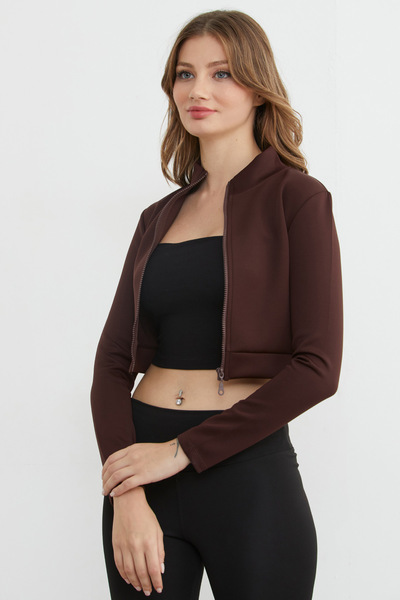 Fulla Moda Mock Neck Zippered Diving Fabric Sports Jacket