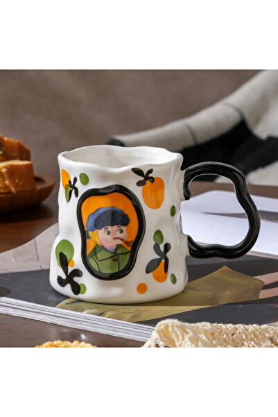 PALTO TASARIM Vintage Tasarım Kupa (Siyah Kulp ) - Hediye Seramik Kupa