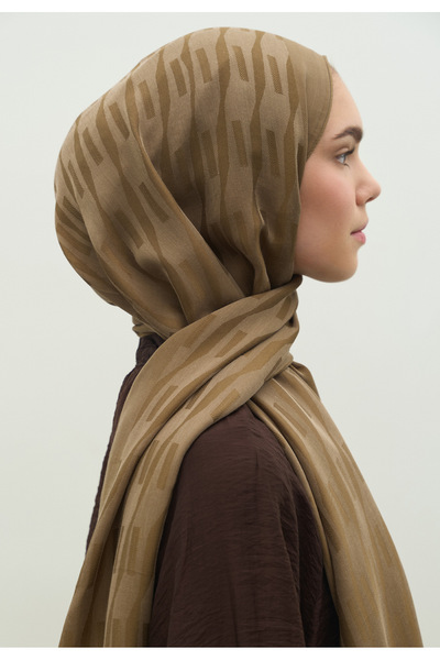 Freshscarfs Nara Cotton Floş Jacquard Shawl Toprak