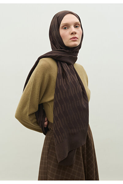 Freshscarfs Nara Cotton Flower Jacquard Shawl Bitter Brown