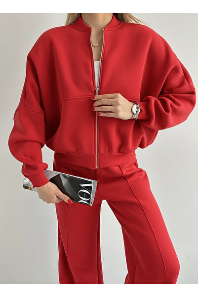 BayBayan طقم بدلة رياضية نسائية بسحاب وخصر مرتفع